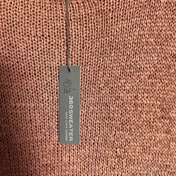 NWT 360 Sweater Linen Cotton Asymmetrical Open Knit Sweater - Picture 4 of 5